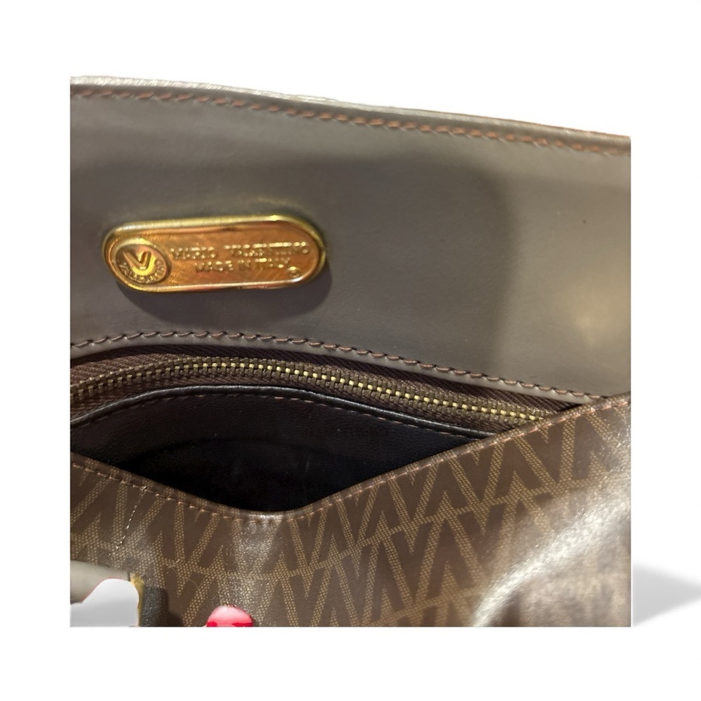 Mario Valentino Brown Monogram Tote with Attached Pouch - Picture 8 of 9